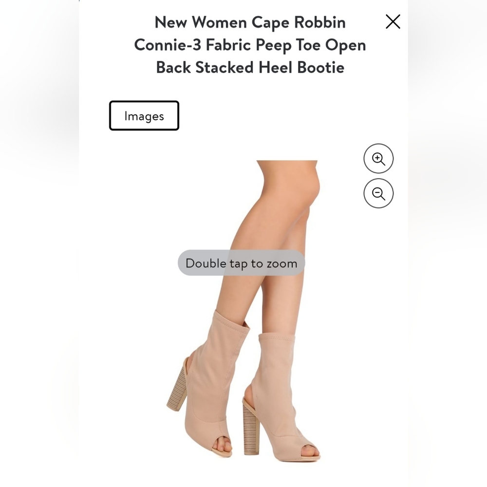 NWT-Cape Robbin- Women Peep Toe Open Back Stacked Heel Bootie